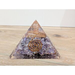 Amethyst Orgone Pyramid Copper Coil Purple Crystal Third Eye Chakra Energy Gener